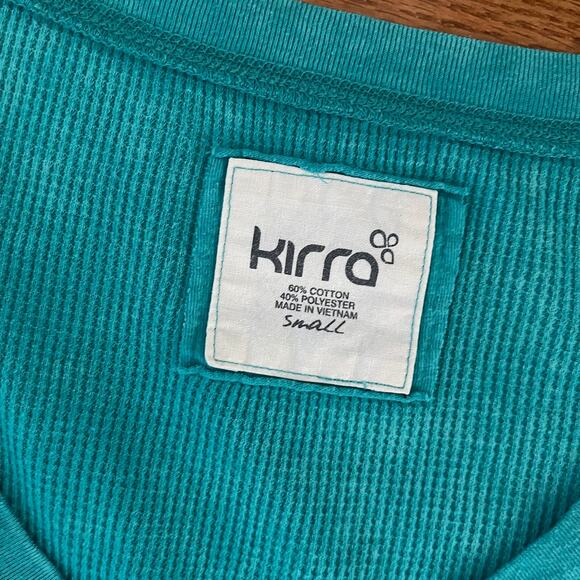 Vintage Kirra Y2K Thermal Babydoll Top Womens Small Green V-Neck Long Sleeve - Picture 3 of 7